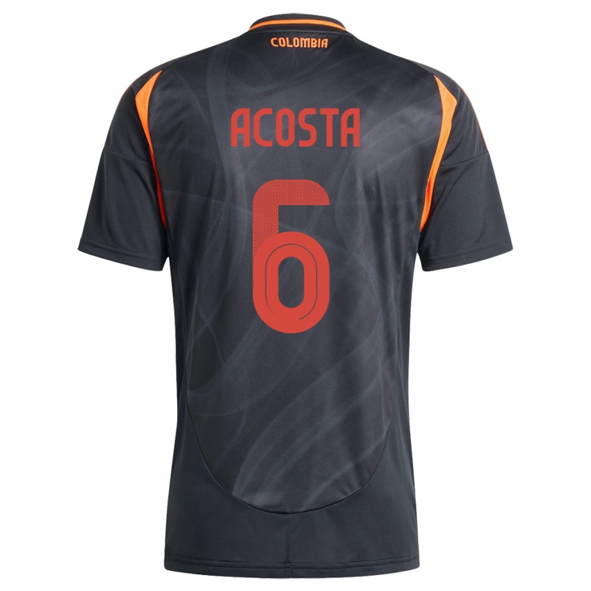 Kinder Kolumbien Viviana Acosta #6 Schwarz Auswärtstrikot Trikot 24-26 T-Shirt