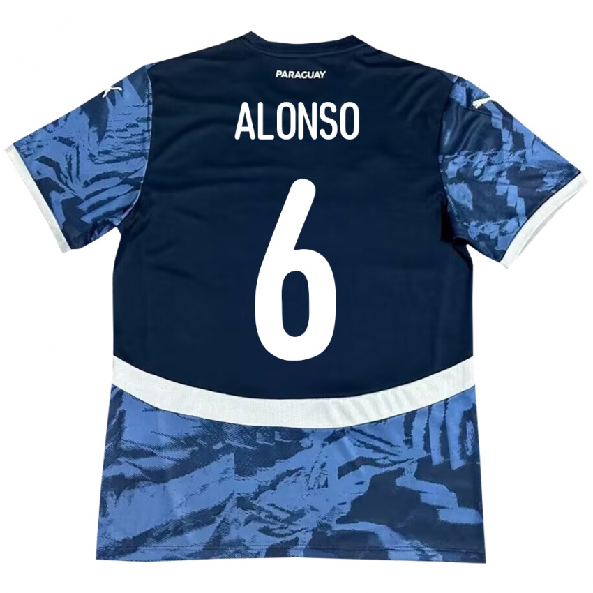 Kinder Paraguay Júnior Alonso #6 Blau Auswärtstrikot Trikot 24-26 T-Shirt