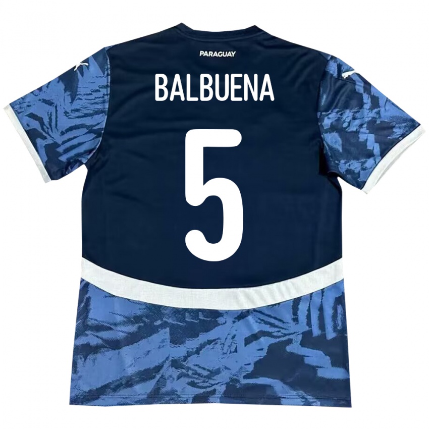 Kinder Paraguay Fabián Balbuena #5 Blau Auswärtstrikot Trikot 24-26 T-Shirt