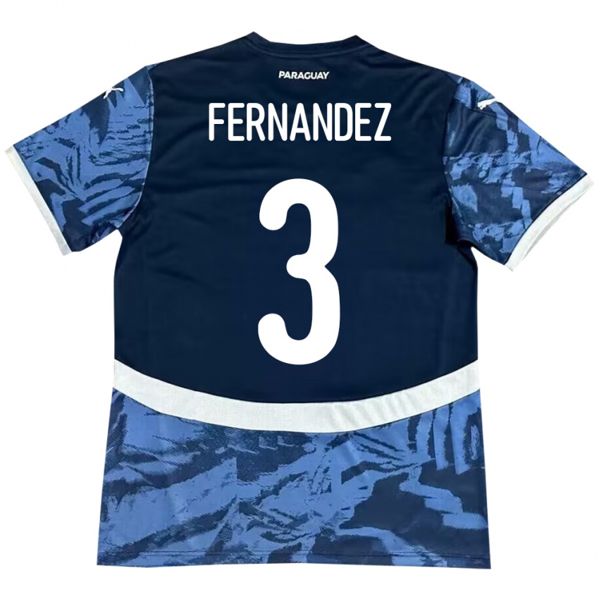 Kinder Paraguay Roberto Fernández #3 Blau Auswärtstrikot Trikot 24-26 T-Shirt