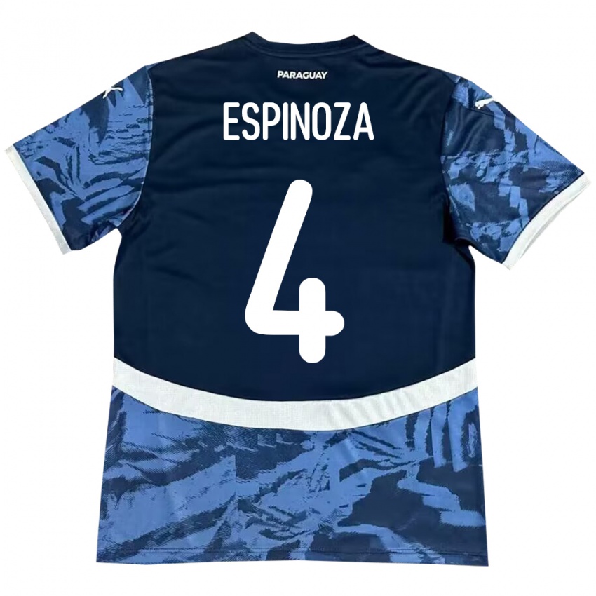 Kinder Paraguay Matías Espinoza #4 Blau Auswärtstrikot Trikot 24-26 T-Shirt