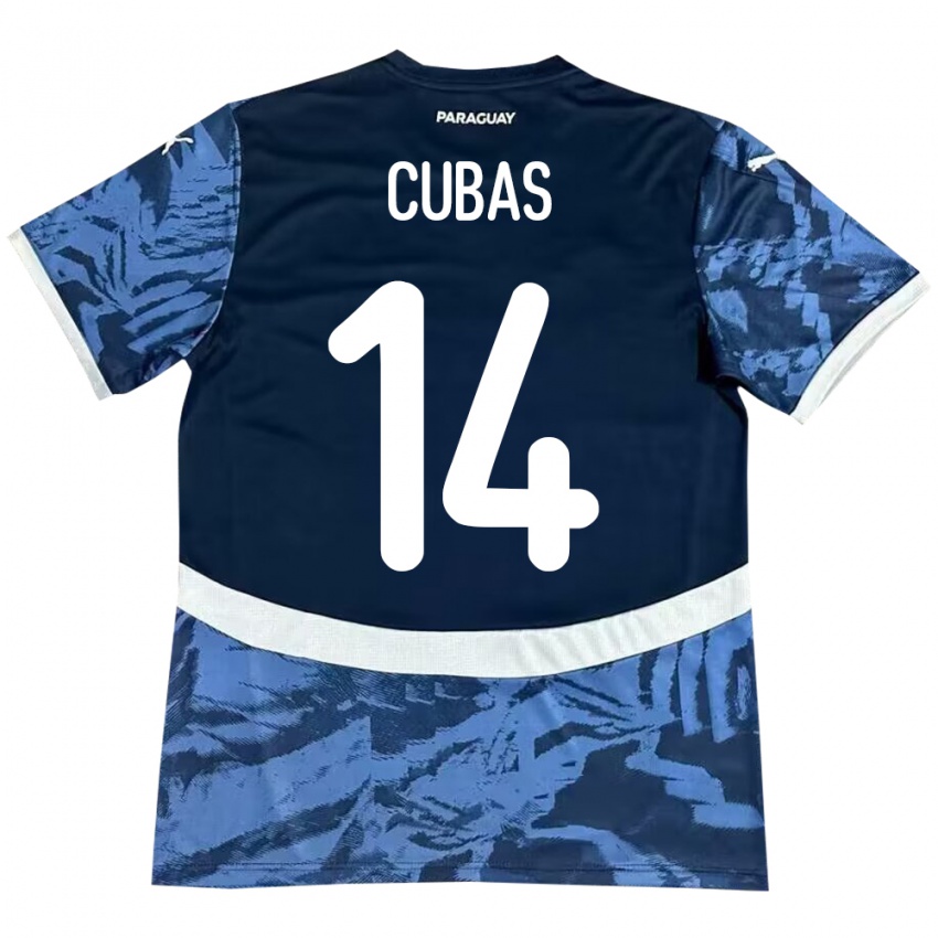 Kinder Paraguay Andrés Cubas #14 Blau Auswärtstrikot Trikot 24-26 T-Shirt