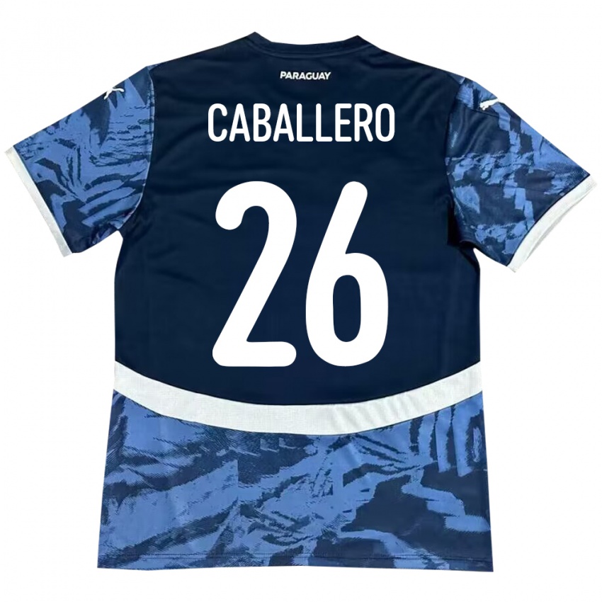 Kinder Paraguay Hernesto Caballero #26 Blau Auswärtstrikot Trikot 24-26 T-Shirt