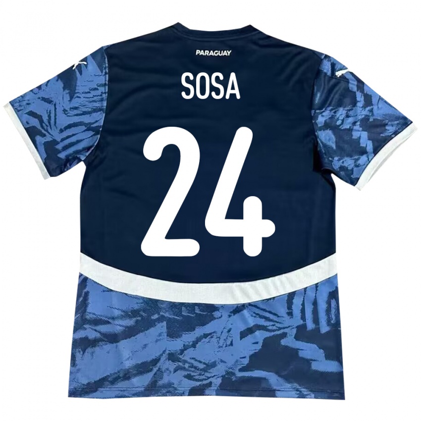 Kinder Paraguay Ramón Sosa #24 Blau Auswärtstrikot Trikot 24-26 T-Shirt