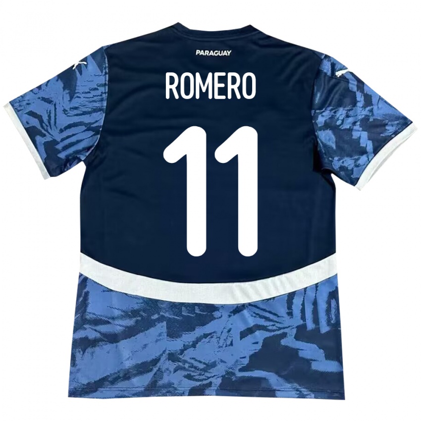 Kinder Paraguay Ángel Romero #11 Blau Auswärtstrikot Trikot 24-26 T-Shirt