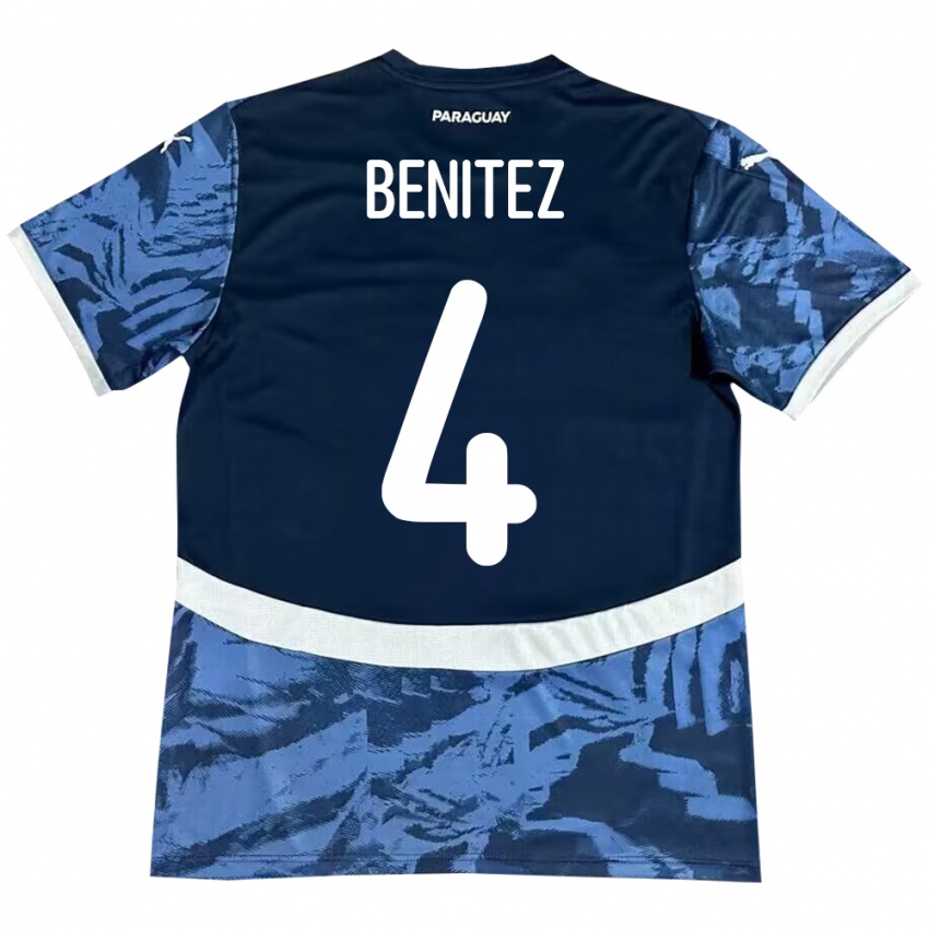 Kinder Paraguay Gastón Benítez #4 Blau Auswärtstrikot Trikot 24-26 T-Shirt