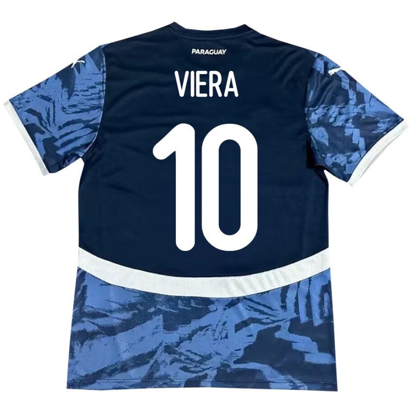 Kinder Paraguay Wílder Viera #10 Blau Auswärtstrikot Trikot 24-26 T-Shirt