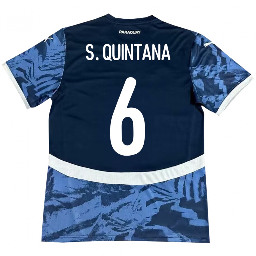 Kinder Paraguay Sebastián Quintana #6 Blau Auswärtstrikot Trikot 24-26 T-Shirt