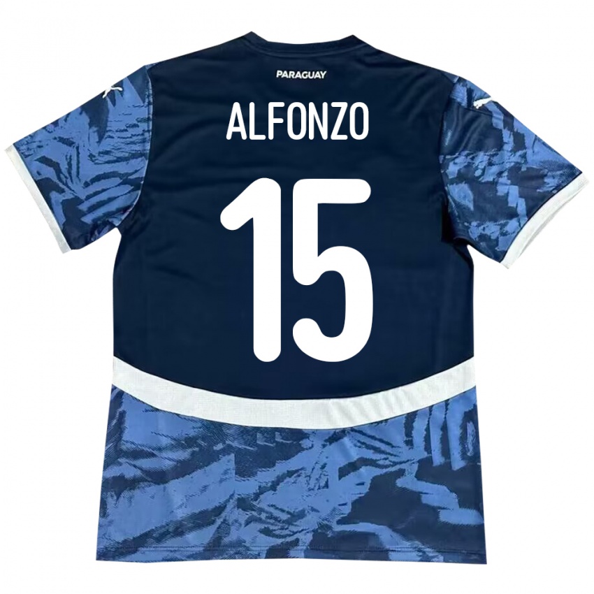 Kinder Paraguay Axel Alfonzo #15 Blau Auswärtstrikot Trikot 24-26 T-Shirt