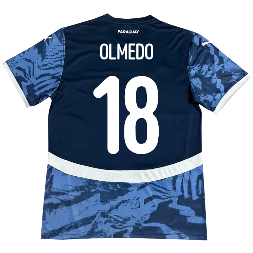 Kinder Paraguay Cesar Olmedo #18 Blau Auswärtstrikot Trikot 24-26 T-Shirt