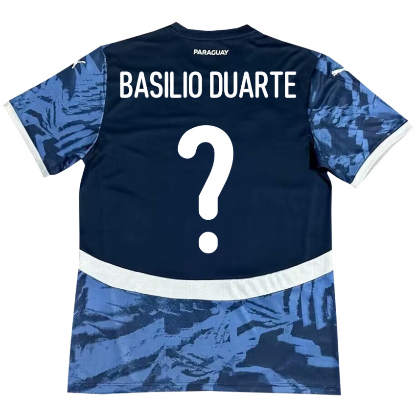 Kinder Paraguay Basilio Duarte #0 Blau Auswärtstrikot Trikot 24-26 T-Shirt