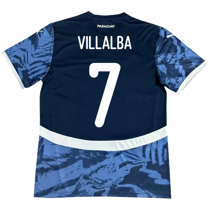 Kinder Paraguay Rodrigo Villalba #7 Blau Auswärtstrikot Trikot 24-26 T-Shirt