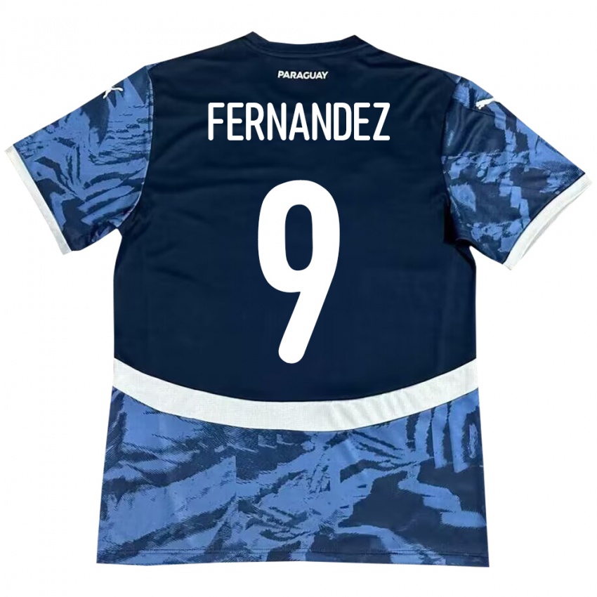 Kinder Paraguay David Fernández #9 Blau Auswärtstrikot Trikot 24-26 T-Shirt