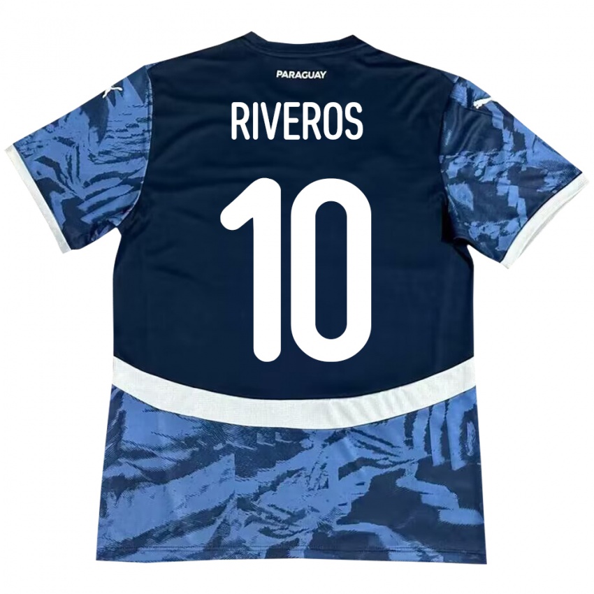 Kinder Paraguay Paulo Riveros #10 Blau Auswärtstrikot Trikot 24-26 T-Shirt