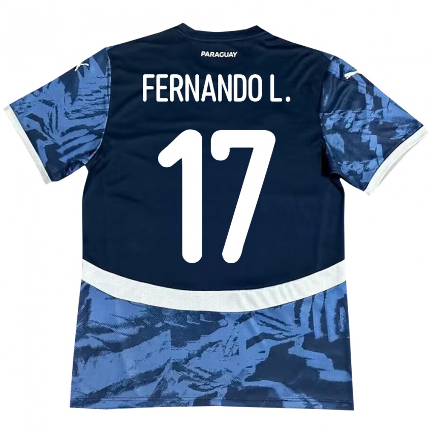 Kinder Paraguay Fernando Leguizamón #17 Blau Auswärtstrikot Trikot 24-26 T-Shirt