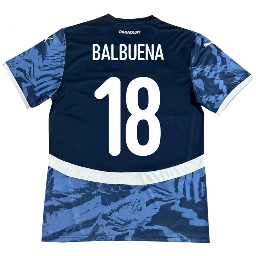 Kinder Paraguay Axel Balbuena #18 Blau Auswärtstrikot Trikot 24-26 T-Shirt