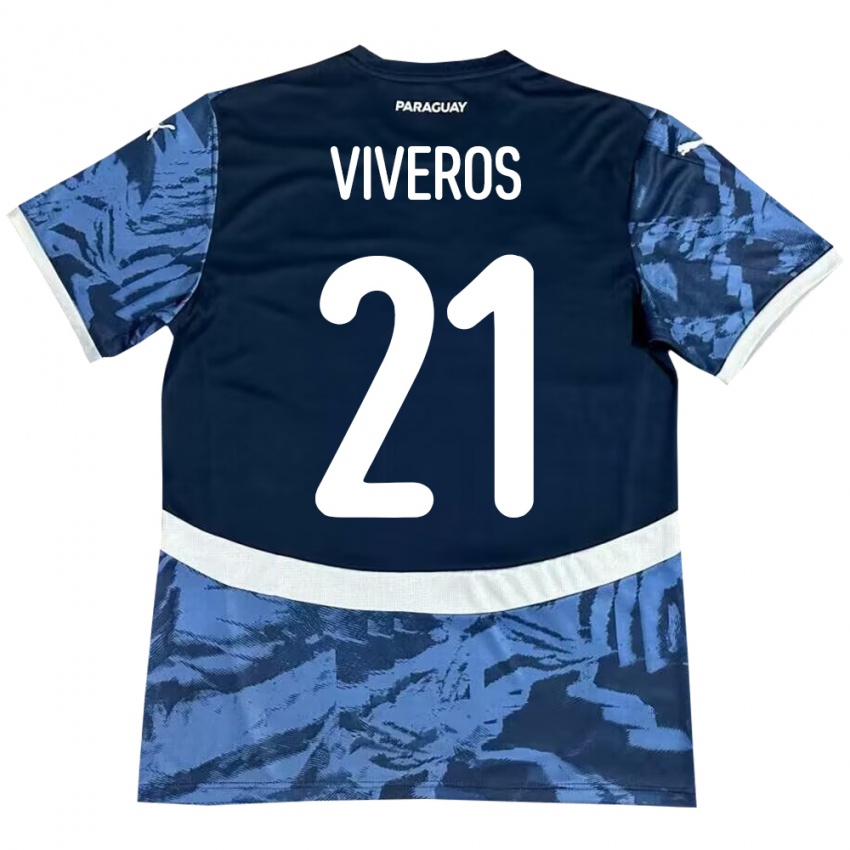 Kinder Paraguay Fernando Viveros #21 Blau Auswärtstrikot Trikot 24-26 T-Shirt