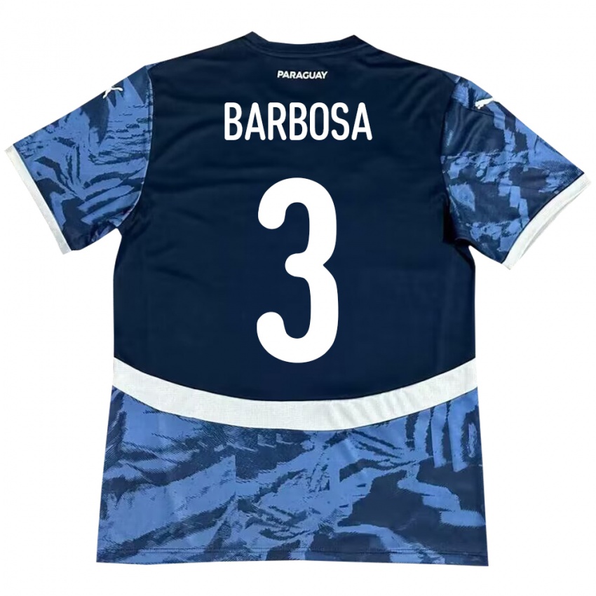 Kinder Paraguay Camila Barbosa #3 Blau Auswärtstrikot Trikot 24-26 T-Shirt