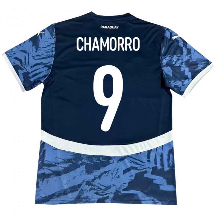 Kinder Paraguay Lice Chamorro #9 Blau Auswärtstrikot Trikot 24-26 T-Shirt