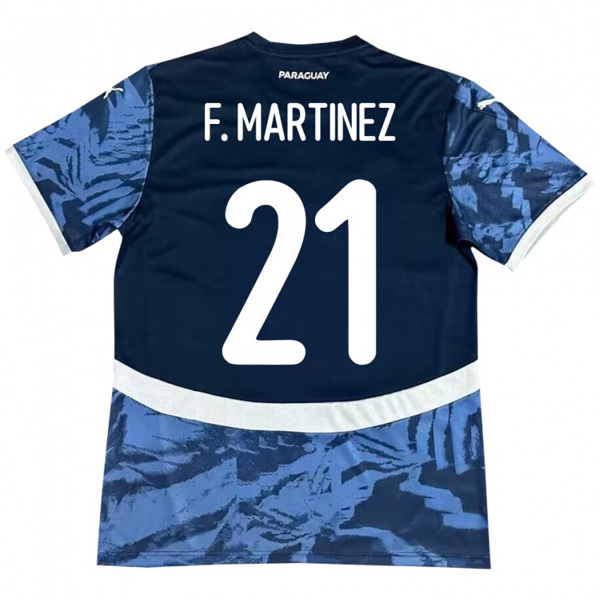 Kinder Paraguay Fiorela Martínez #21 Blau Auswärtstrikot Trikot 24-26 T-Shirt