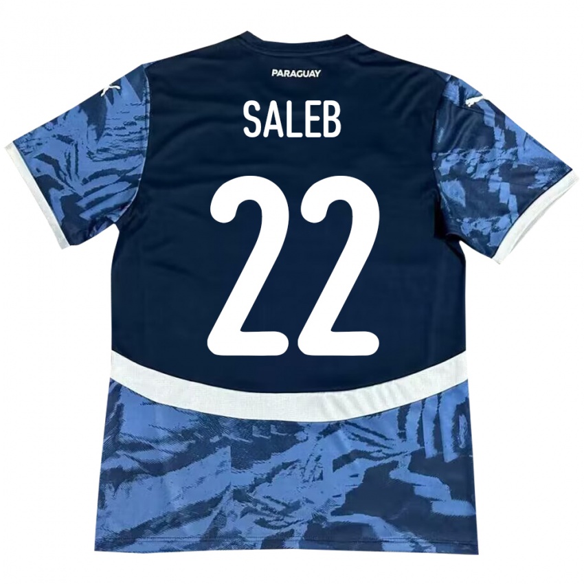 Kinder Paraguay Gloria Saleb #22 Blau Auswärtstrikot Trikot 24-26 T-Shirt