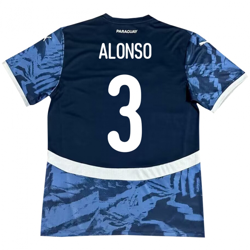 Kinder Paraguay Lorena Alonso #3 Blau Auswärtstrikot Trikot 24-26 T-Shirt