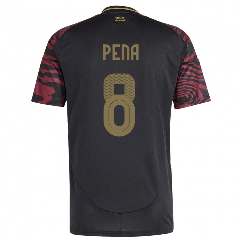 Kinder Peru Sergio Peña #8 Schwarz Auswärtstrikot Trikot 24-26 T-Shirt