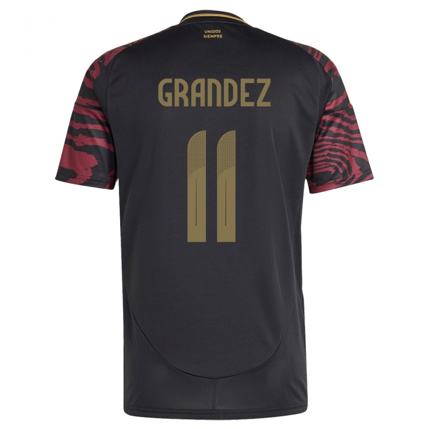 Kinder Peru Guillermo Grández #11 Schwarz Auswärtstrikot Trikot 24-26 T-Shirt