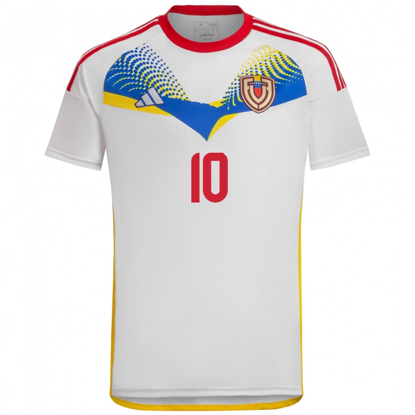 Kinder Venezuela Wikelman Carmona #10 Weiß Auswärtstrikot Trikot 24-26 T-Shirt