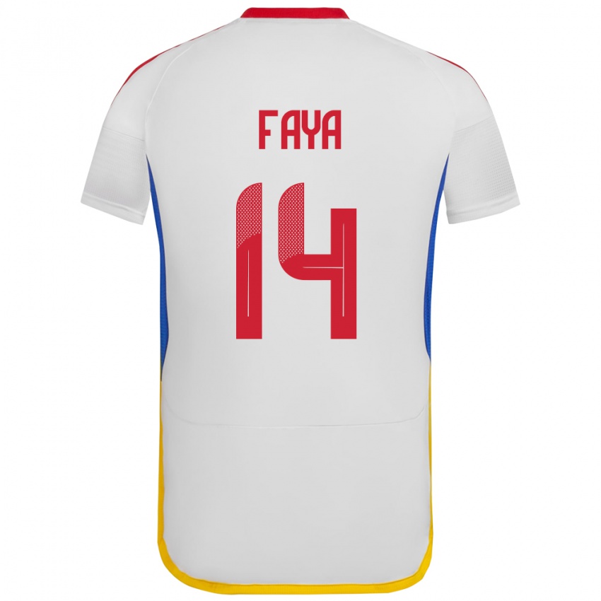 Kinder Venezuela Carlos Faya #14 Weiß Auswärtstrikot Trikot 24-26 T-Shirt