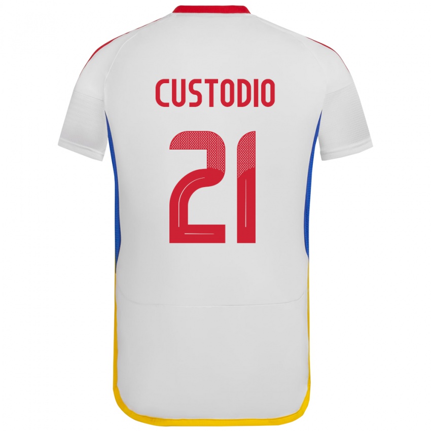 Kinder Venezuela Alex Custodio #21 Weiß Auswärtstrikot Trikot 24-26 T-Shirt