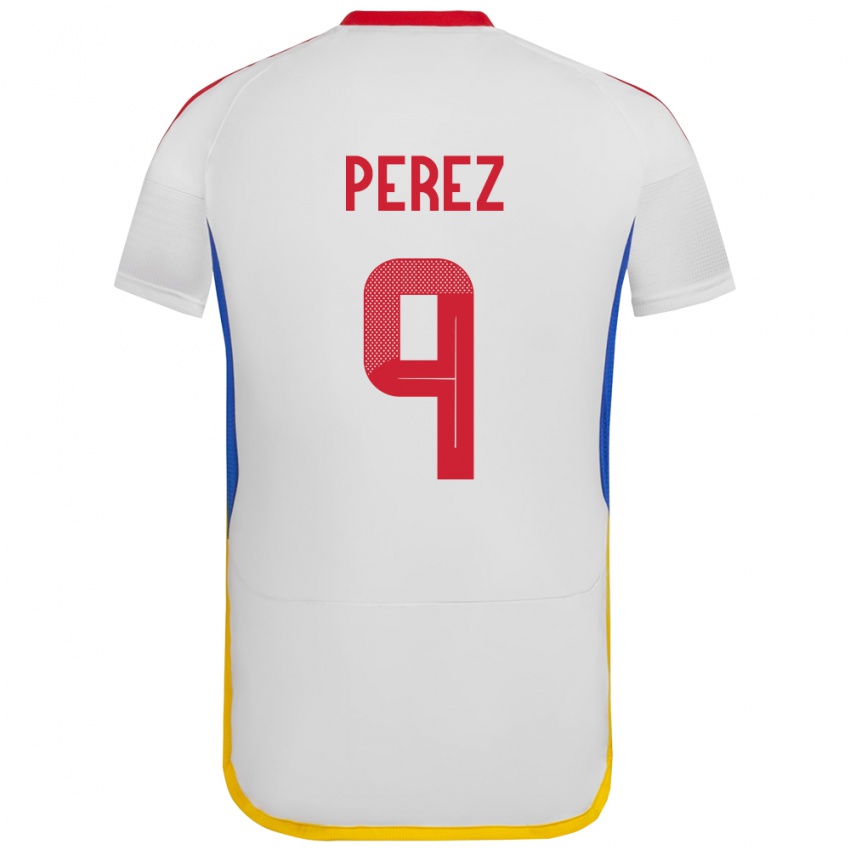 Kinder Venezuela Daniel Pérez #9 Weiß Auswärtstrikot Trikot 24-26 T-Shirt