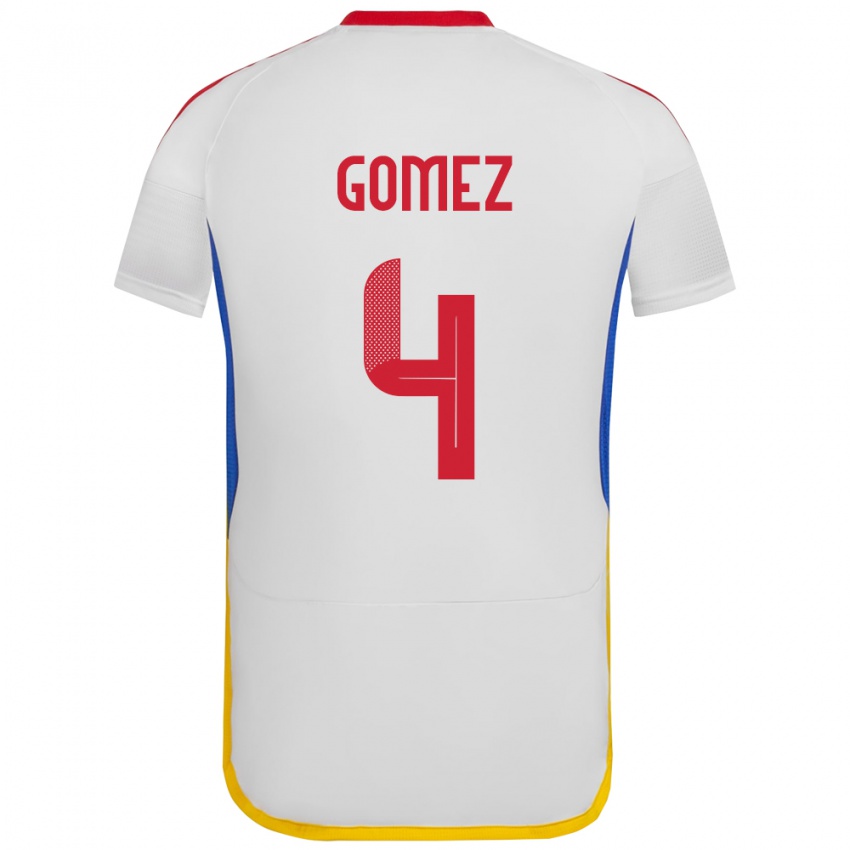 Kinder Venezuela Santiago Gómez #4 Weiß Auswärtstrikot Trikot 24-26 T-Shirt