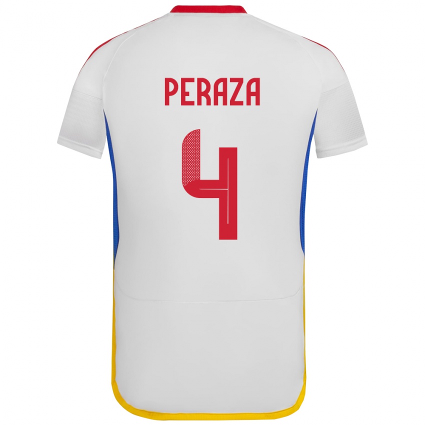 Kinder Venezuela María Peraza #4 Weiß Auswärtstrikot Trikot 24-26 T-Shirt