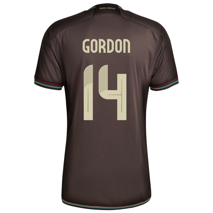 Kinder Jamaika Ashton Gordon #14 Nachtbraun Auswärtstrikot Trikot 24-26 T-Shirt