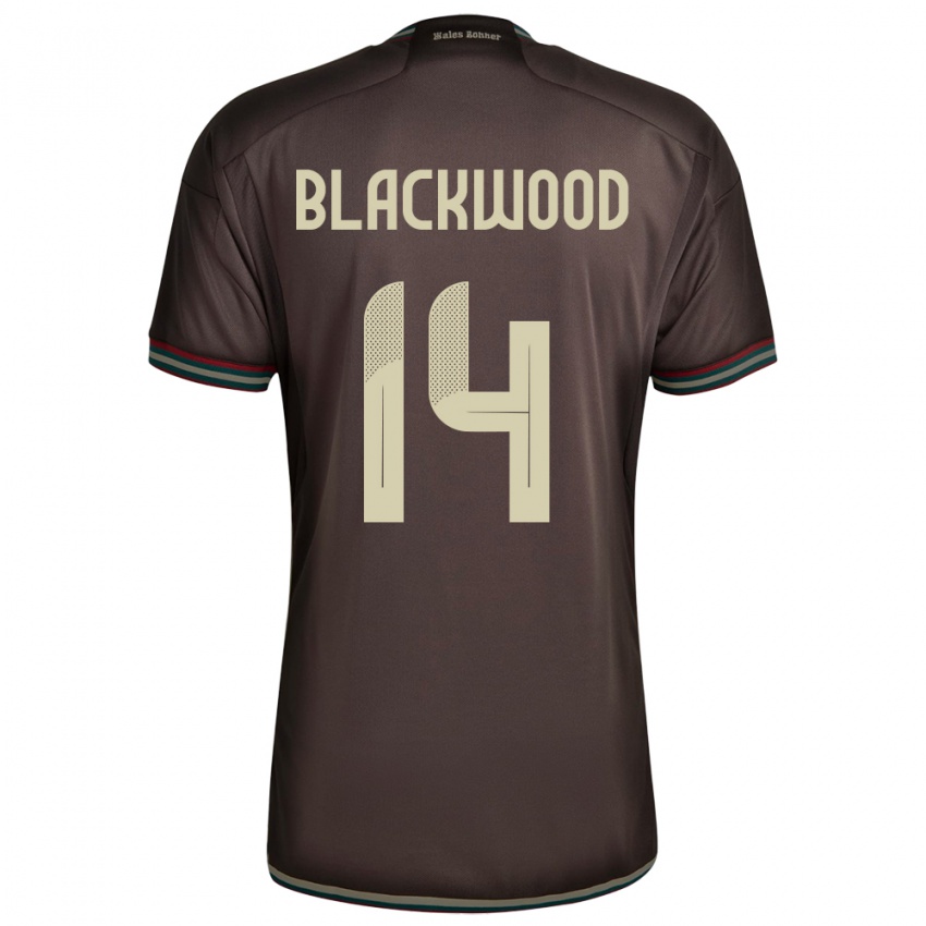 Kinder Jamaika Deneisha Blackwood #14 Nachtbraun Auswärtstrikot Trikot 24-26 T-Shirt