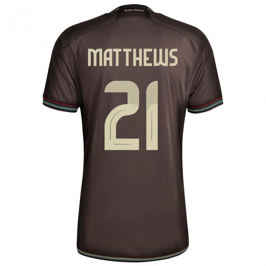 Kinder Jamaika Cheyna Matthews #21 Nachtbraun Auswärtstrikot Trikot 24-26 T-Shirt