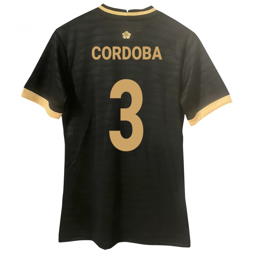 Kinder Panama José Córdoba #3 Schwarz Auswärtstrikot Trikot 24-26 T-Shirt