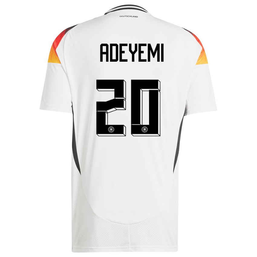 Herren Deutschland Karim Adeyemi #20 Weiß Heimtrikot Trikot 24-26 T-Shirt