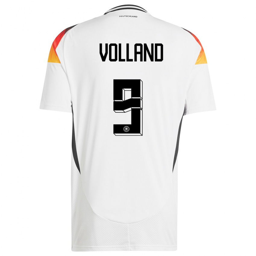 Herren Deutschland Kevin Volland #9 Weiß Heimtrikot Trikot 24-26 T-Shirt