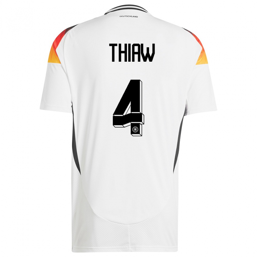 Herren Deutschland Malick Thiaw #4 Weiß Heimtrikot Trikot 24-26 T-Shirt