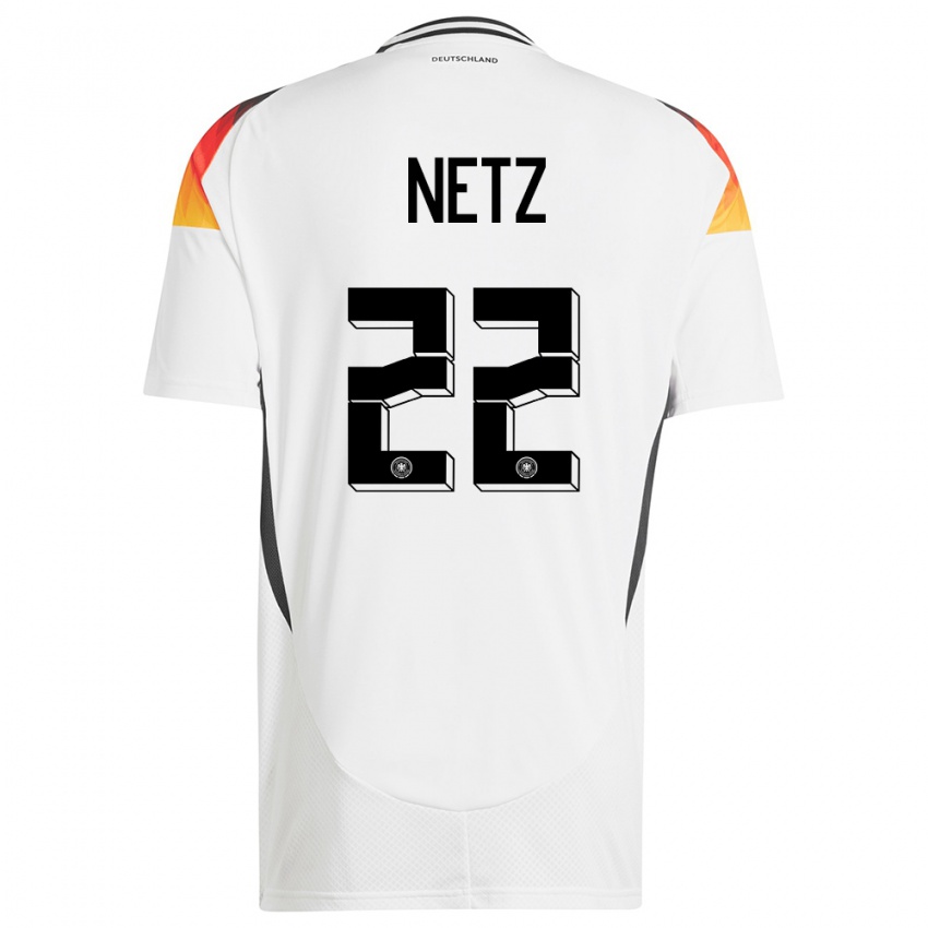 Herren Deutschland Luca Netz #22 Weiß Heimtrikot Trikot 24-26 T-Shirt