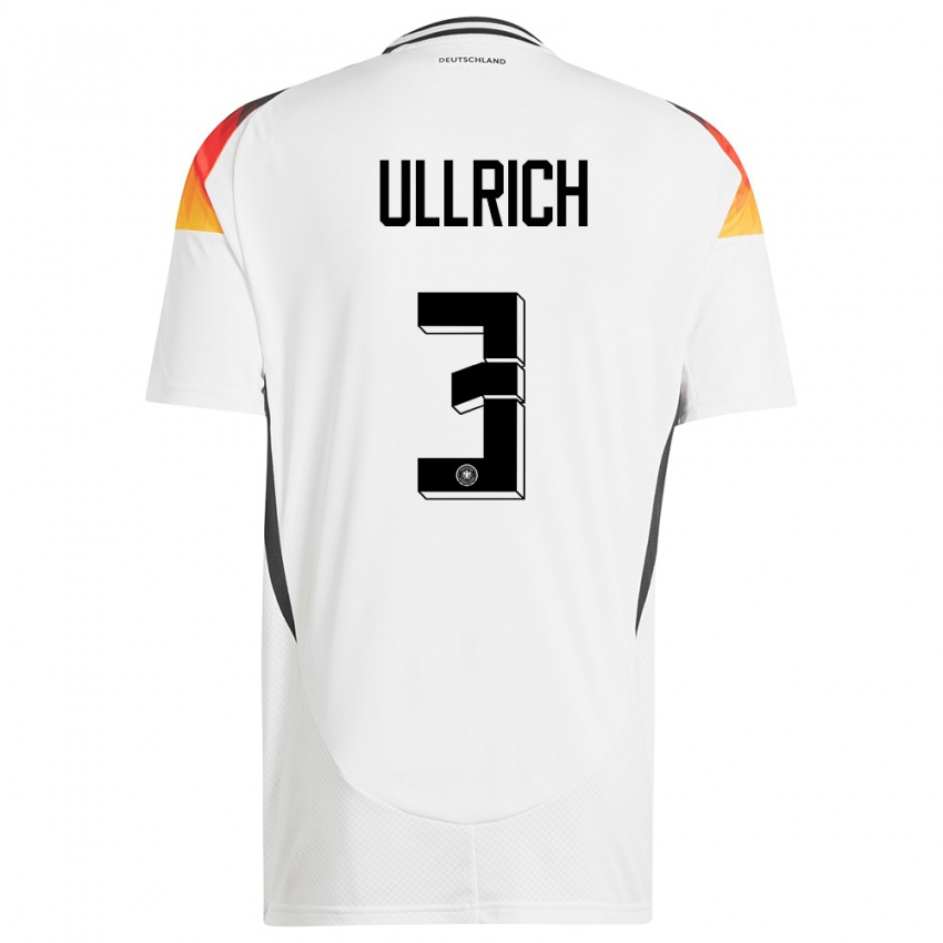 Herren Deutschland Lukas Ullrich #3 Weiß Heimtrikot Trikot 24-26 T-Shirt