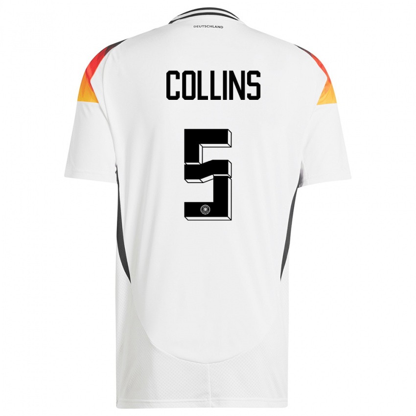 Herren Deutschland Nnamdi Collins #5 Weiß Heimtrikot Trikot 24-26 T-Shirt