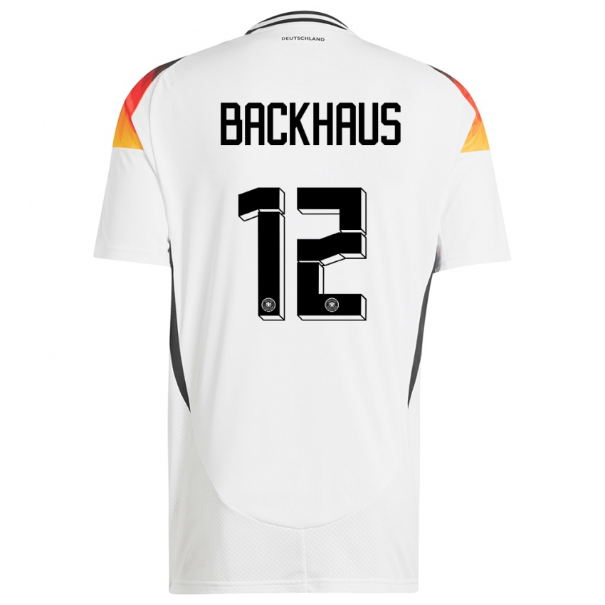 Herren Deutschland Mio Backhaus #12 Weiß Heimtrikot Trikot 24-26 T-Shirt