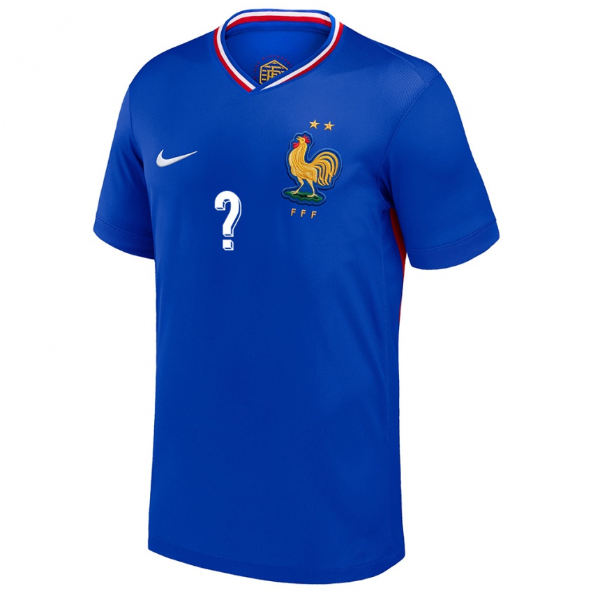 Herren Frankreich Ihren Namen #0 Blau Heimtrikot Trikot 24-26 T-Shirt