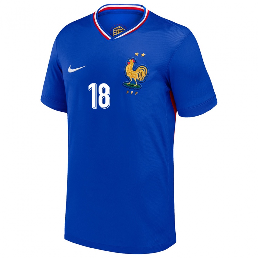 Herren Frankreich Jordan Varela #18 Blau Heimtrikot Trikot 24-26 T-Shirt