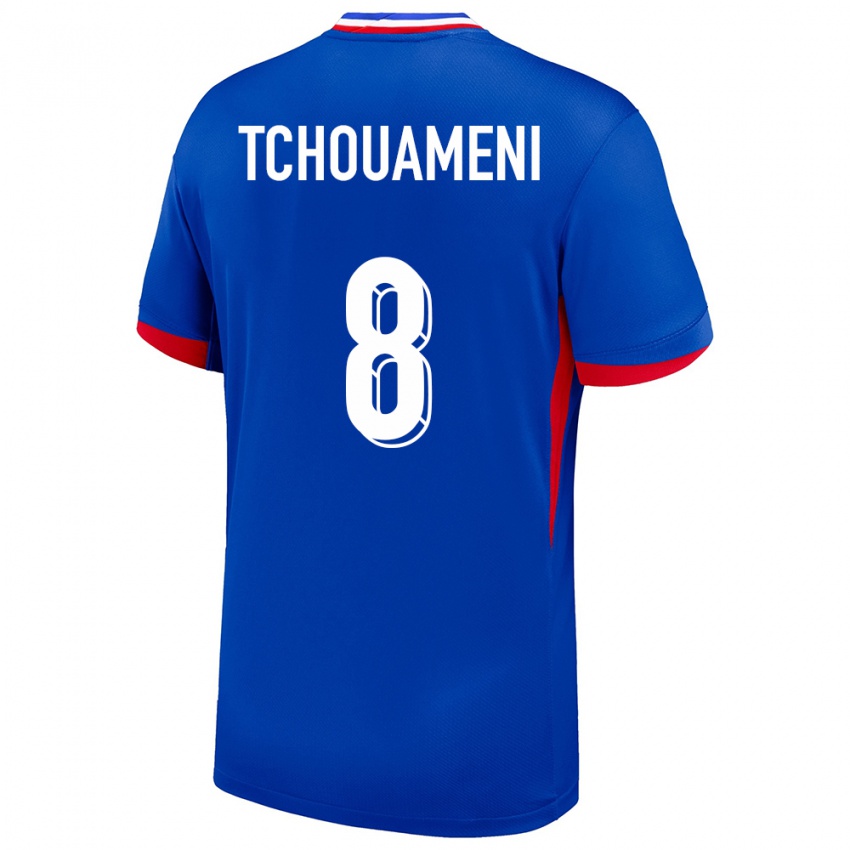 Herren Frankreich Aurelien Tchouameni #8 Blau Heimtrikot Trikot 24-26 T-Shirt