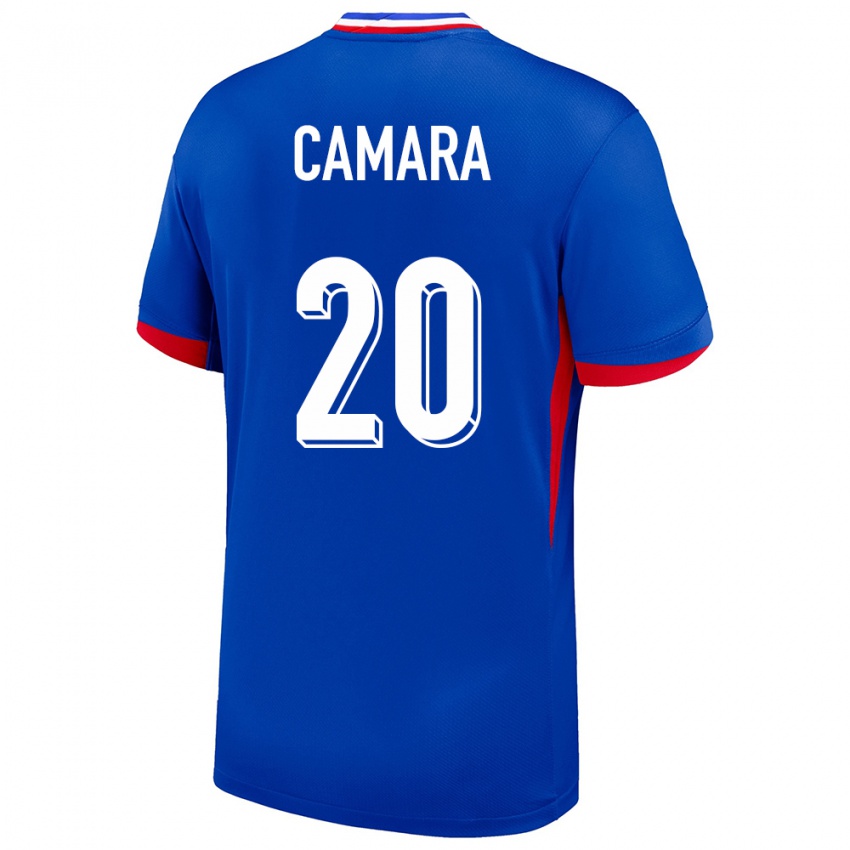 Herren Frankreich Ousmane Camara #20 Blau Heimtrikot Trikot 24-26 T-Shirt