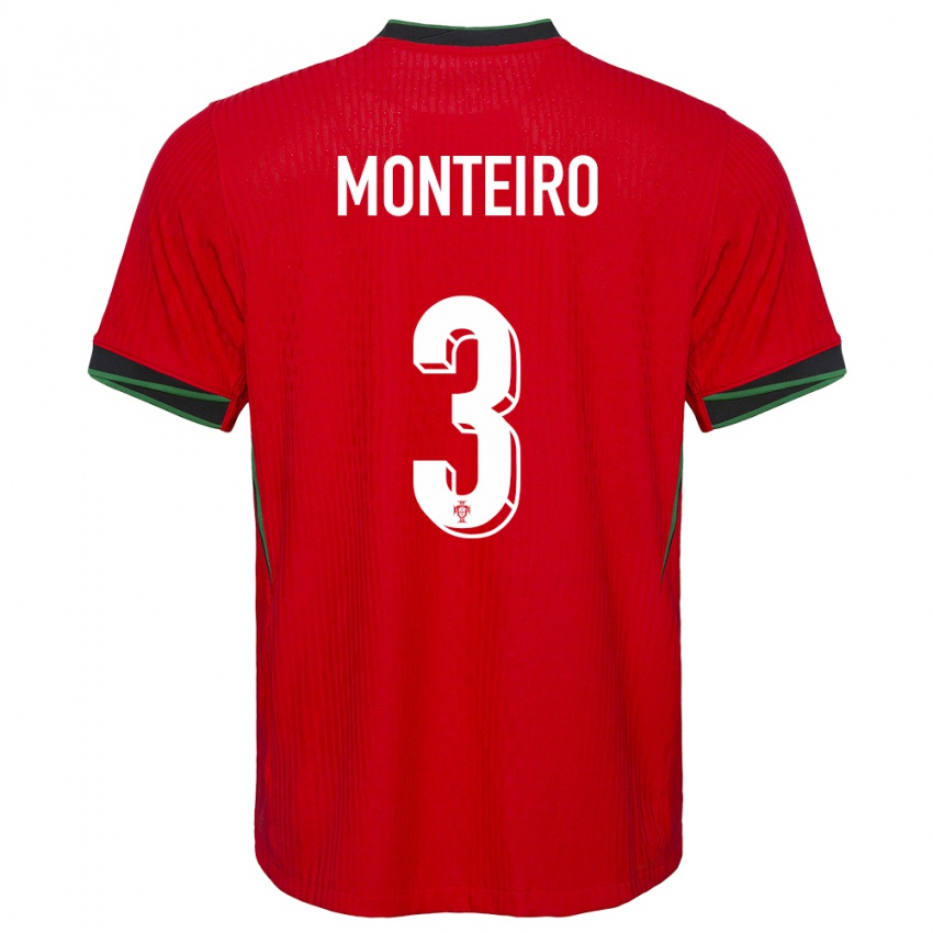 Herren Portugal Diogo Monteiro #3 Rot Heimtrikot Trikot 24-26 T-Shirt